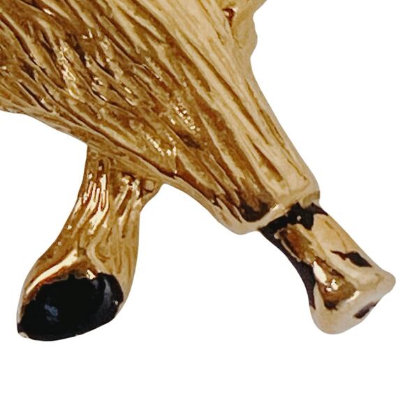 VTG 1960s Gold Tone Enamel Bull Brooch Mid Century Figural Whimsical Collectible - Picture 5 of 13